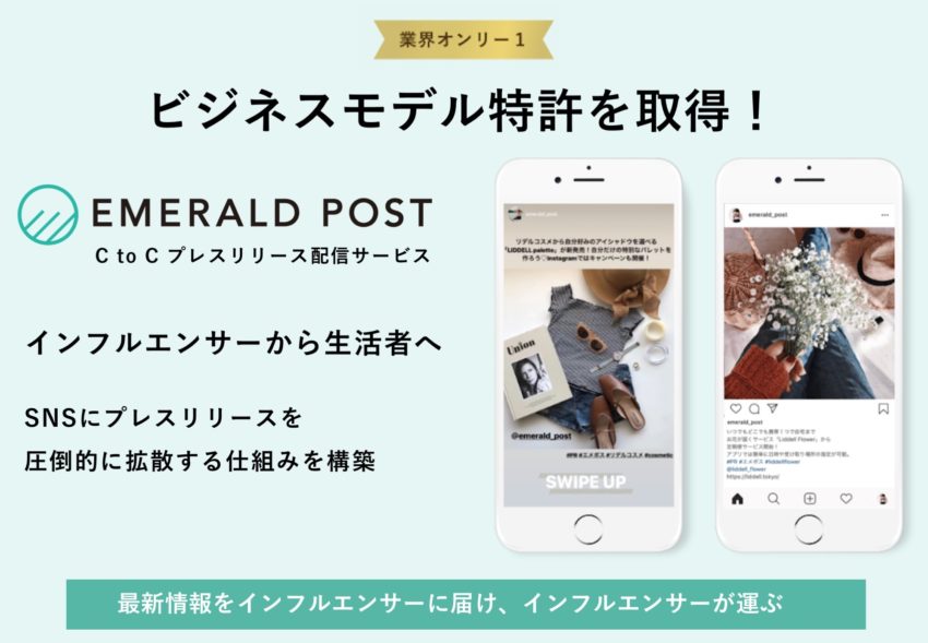 『EMERALD POST』がビジネスモデル特許を取得！